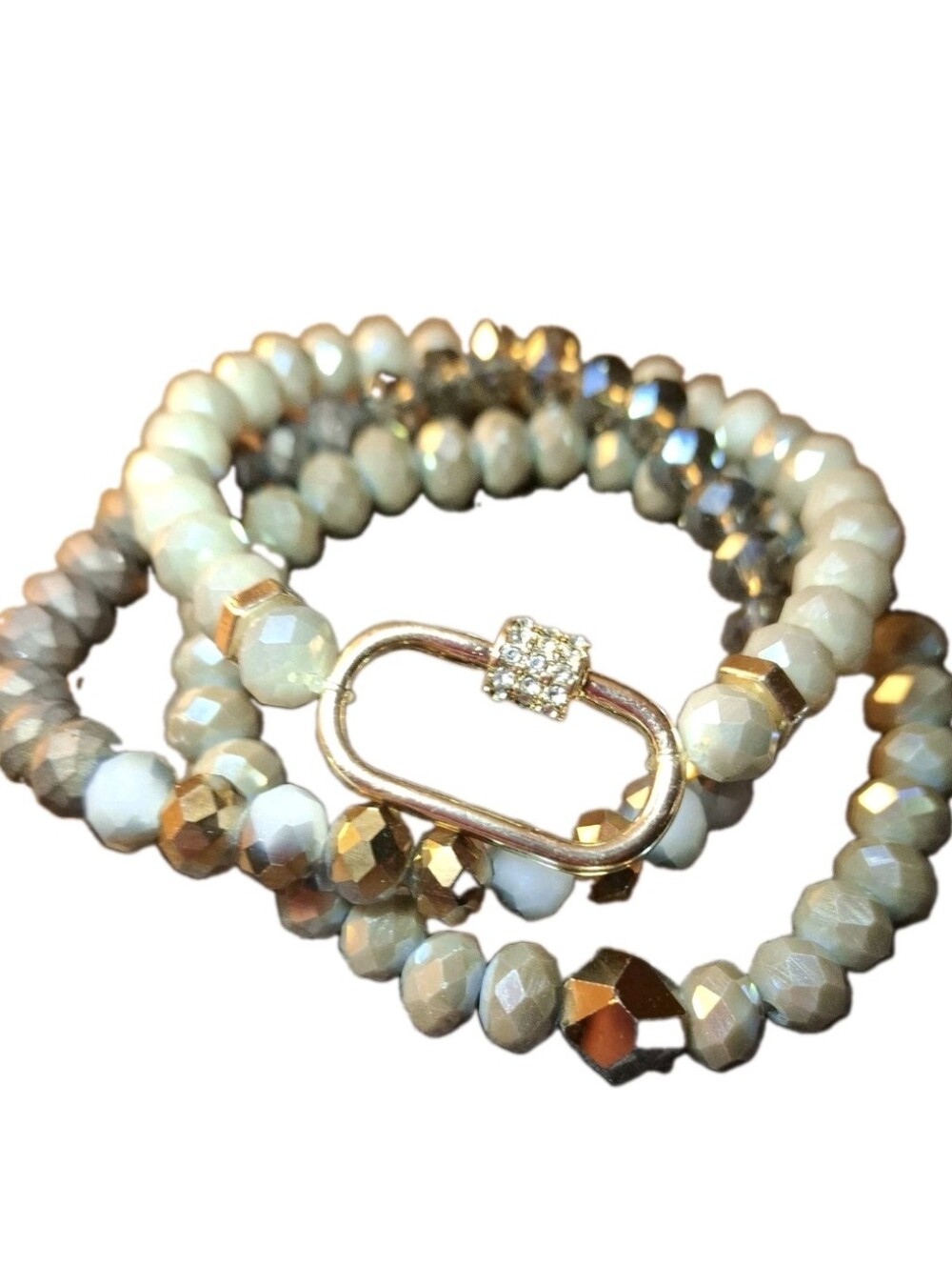 Stacking Crystal & Faceted Bead Stretch Bracelet Set Of 3